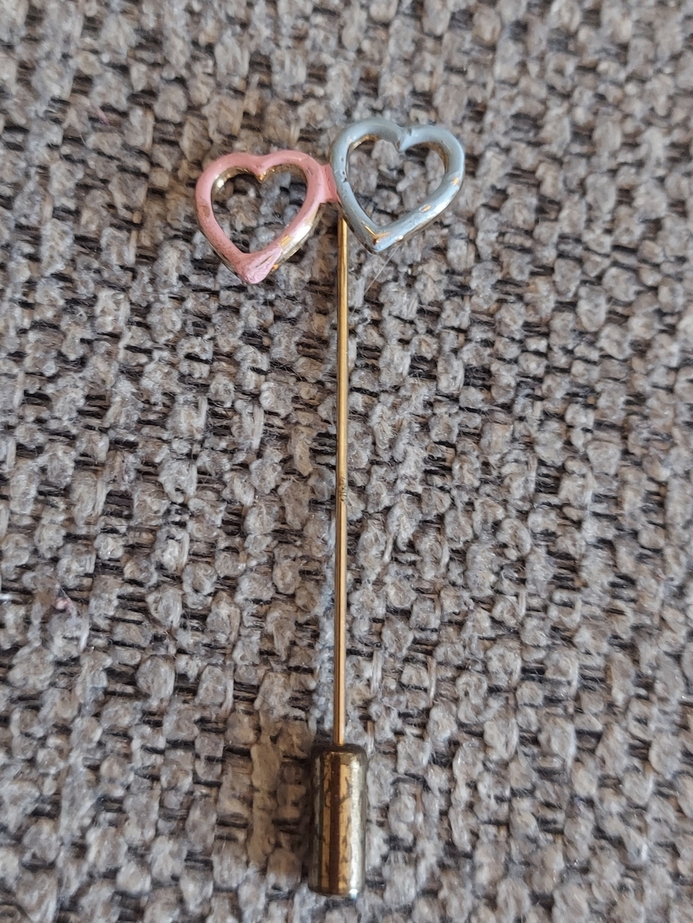 Vintage Pink and Blue Heart Stick Pin - Unbranded Women's Jewelry